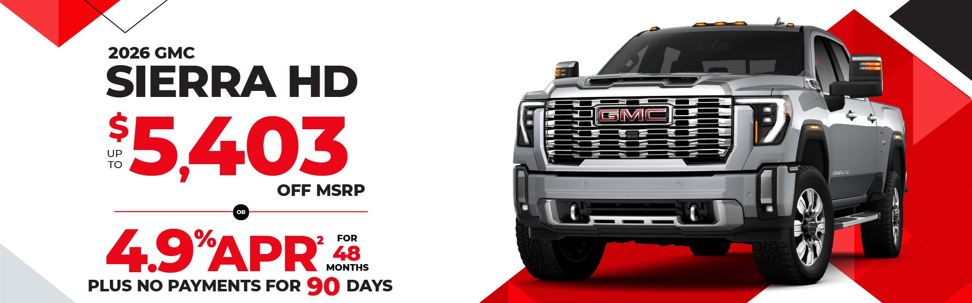 2026 GMC Sierra HD - up to $5403 off MSRP or 4.9% APR
