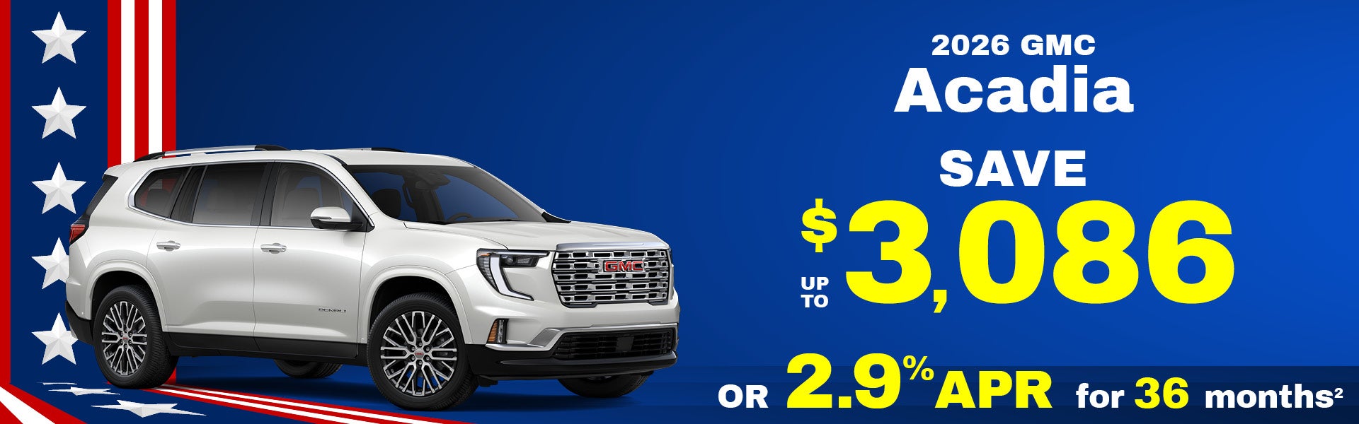 2026 GMC Acadia - up to $3086 off MSRP or 2.9% APR