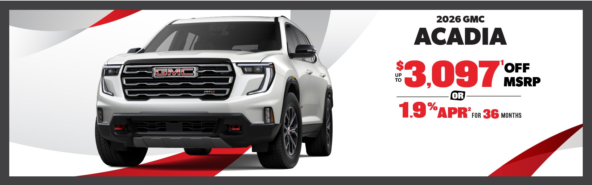 2026 GMC Acadia - up to $3097 off MSRP or 1.9% APR
