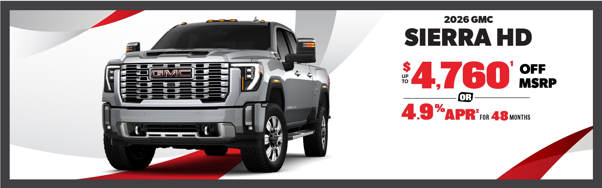 2026 GMC Sierra HD - up to $4760 off MSRP or 4.9% APR