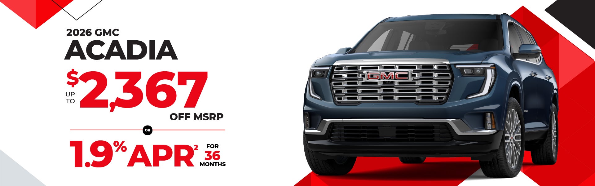 2026 GMC Acadia - up to $2367 off MSRP or 1.9% APR