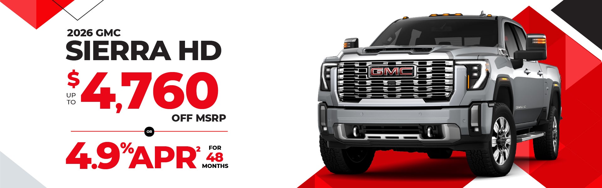 2026 GMC Sierra HD - up to $4216 off MSRP or 4.9% APR